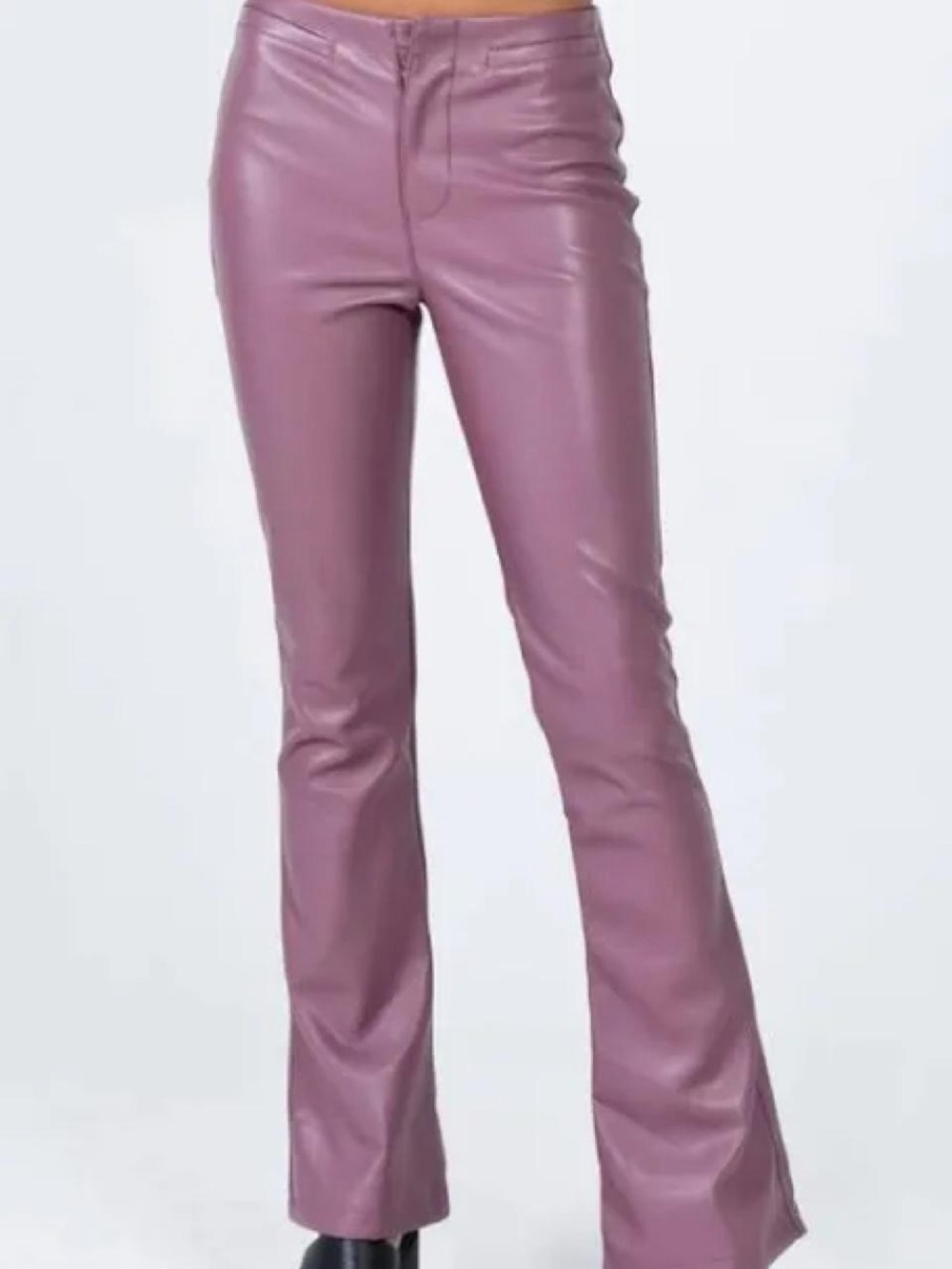 Motel Rocks Mauve Faux Leather Flared Pants